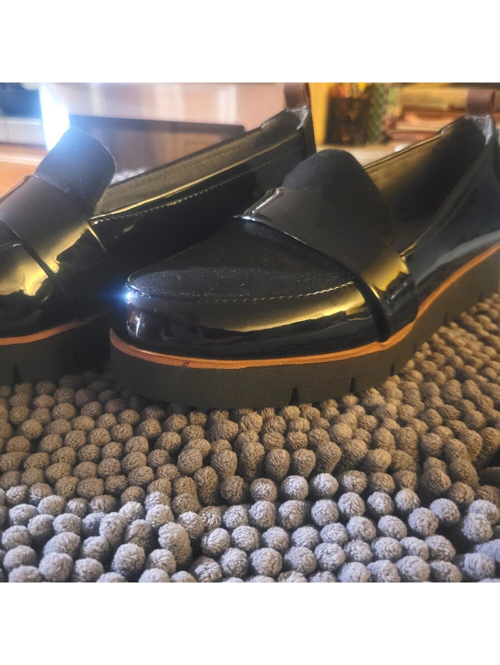 Dr. Scholl's Women's Webster Platform Loafers โ Black Patent/Faux Fur - Size 7